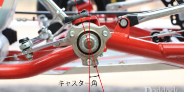キャスター角で制御するレーシングカートの旋回姿勢